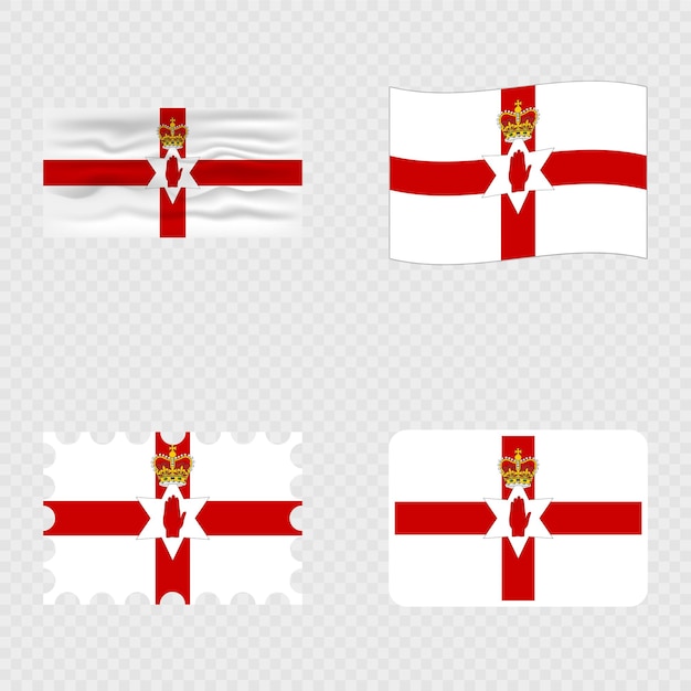 Bandera nacional de Irlanda del Norte en cuatro estilos diferentes