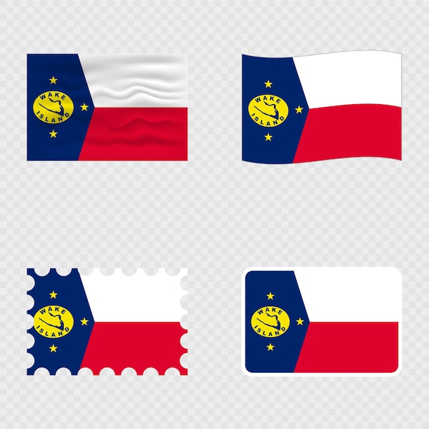 Bandera nacional de la isla de Wake en cuatro estilos diferentes