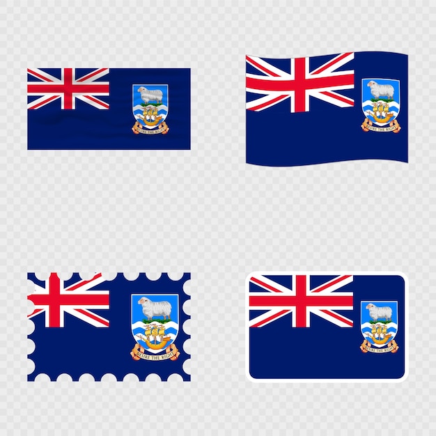 Bandera nacional de las Islas Malvinas en cuatro estilos diferentes
