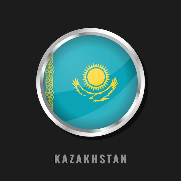Bandera nacional de Kazajstán con marco redondo Bandera circular brillante de Kazajistán