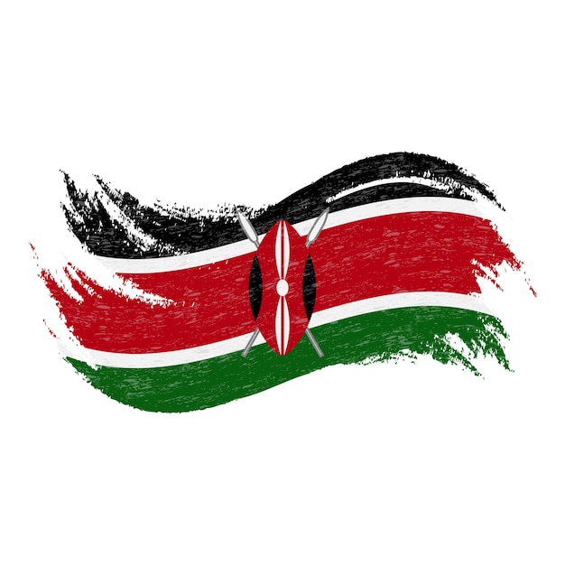 Bandera nacional de Kenia diseñada usando pinceladas aisladas en una ilustración vectorial de fondo blanco