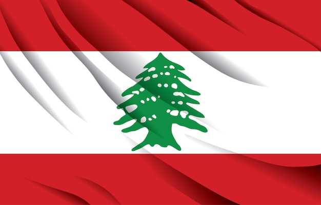 bandera nacional de líbano ondeando ilustración vectorial realista