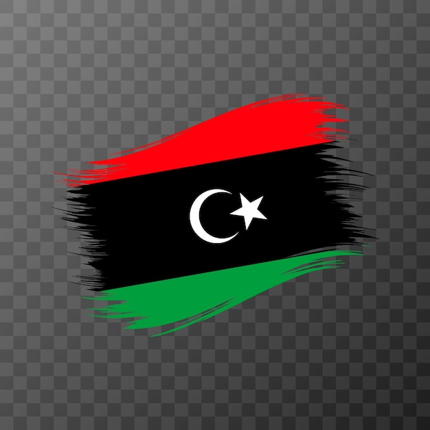 Bandera nacional de Libia Trazo de pincel grunge Ilustración vectorial sobre fondo transparente