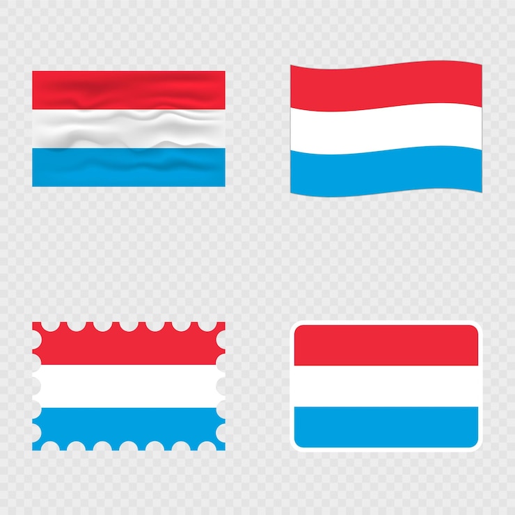 Vector bandera nacional de luxemburgo en cuatro estilos diferentes