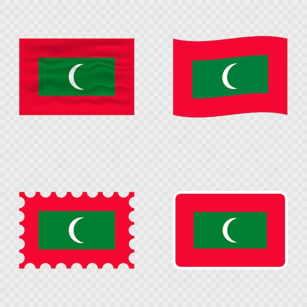 Bandera nacional de las Maldivas en cuatro estilos diferentes
