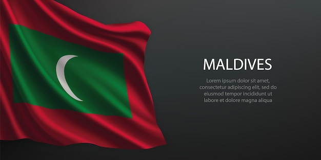La bandera nacional de las Maldivas ondeando sobre un fondo oscuro