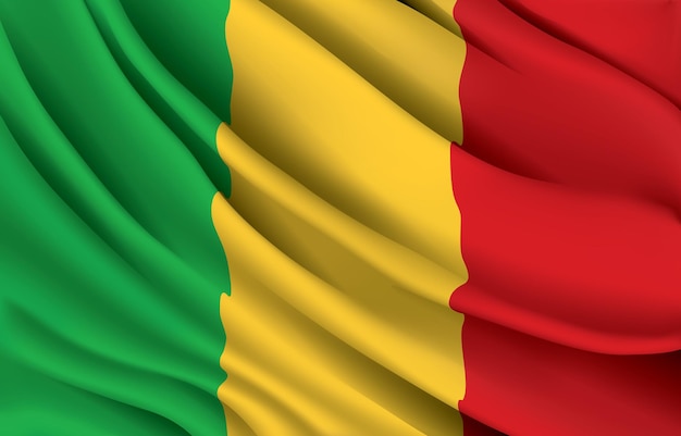 bandera nacional de mali ondeando ilustración vectorial realista