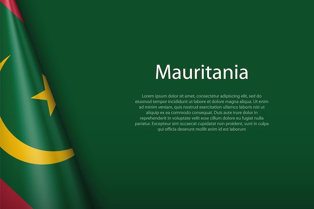 Bandera nacional de Mauritania aislada en el fondo con copyspace