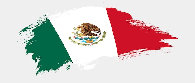 Bandera nacional de méxico con efecto de trazo de pincel de mancha curva sobre fondo blanco