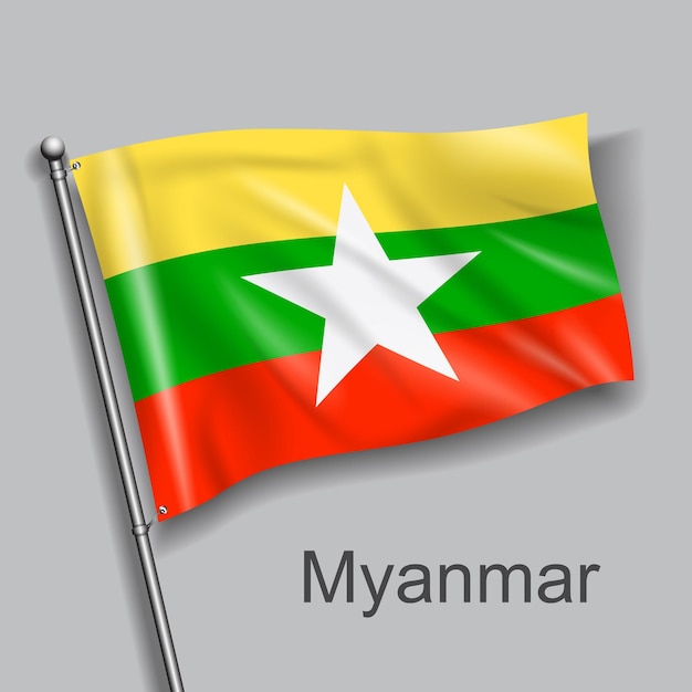 la bandera nacional de Myanmar en Asia