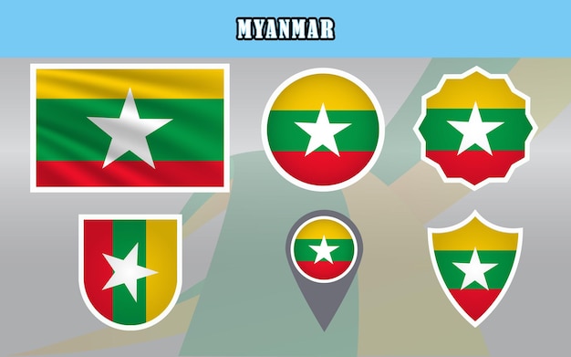 Bandera nacional de Myanmar en formato vectorial detallado genial para propósitos educativos eventos culturales