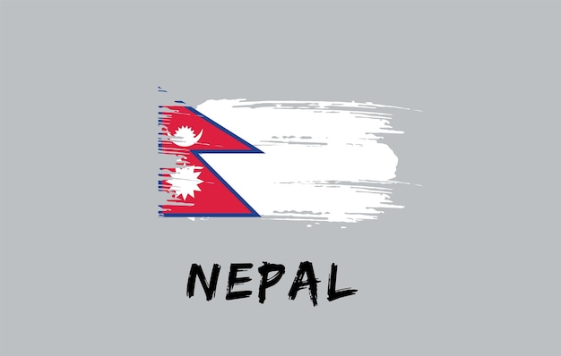 Bandera nacional de Nepal pintada con pincel con textura pintada de fondo blanco Día nacional