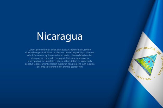 Bandera nacional de Nicaragua aislada en el fondo con copyspace