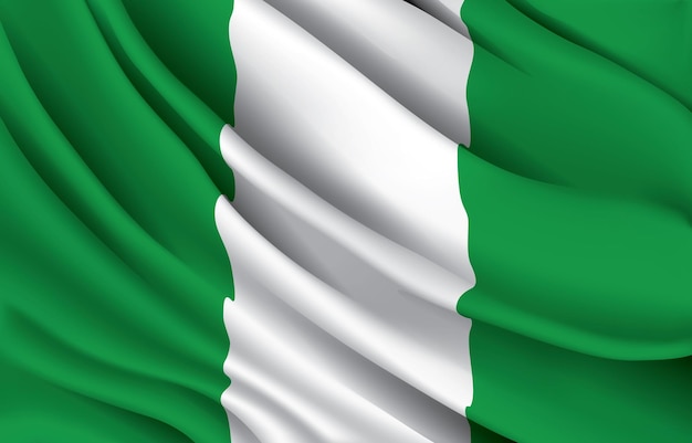 Bandera nacional de nigeria ondeando ilustración vectorial realista