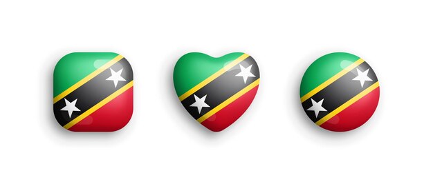 Vector bandera nacional oficial de saint kitts y nevis iconos vectoriales en 3d aislados en blanco