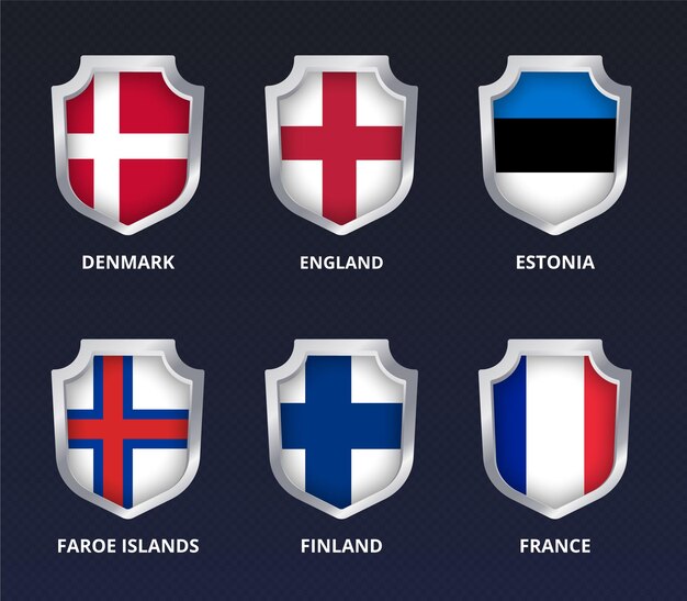 Bandera nacional del país europeo en el vector Shild realista