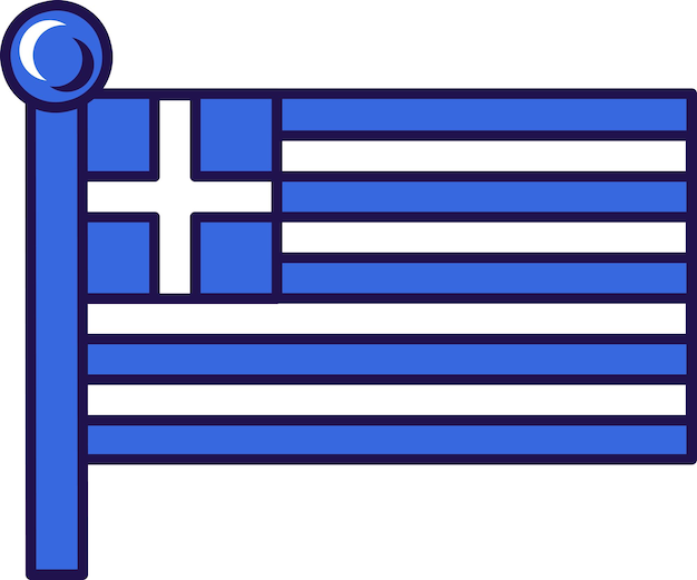 Bandera nacional del país de Grecia en vector de asta de bandera