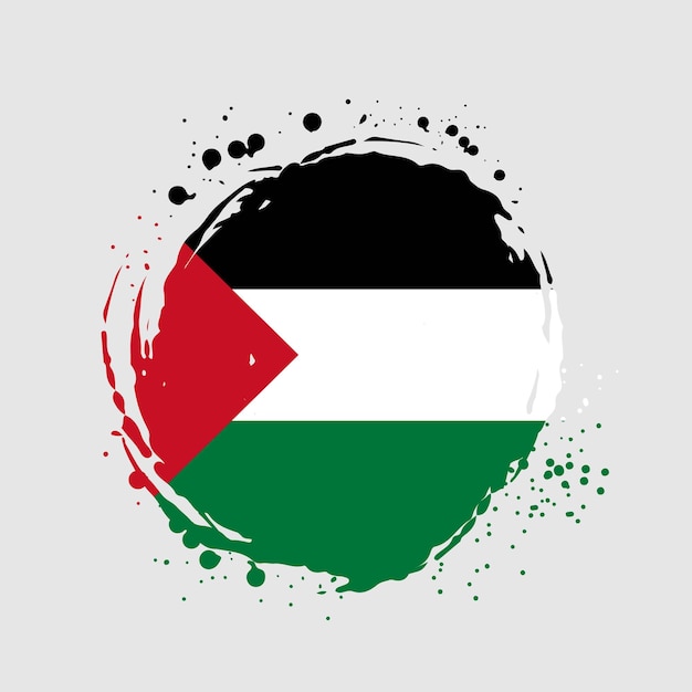 Bandera nacional de Palestina con efecto de trazo de pincel de mancha Diseño de la bandera palestina en acuarela