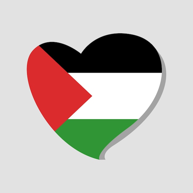Bandera nacional de Palestina con icono de vector en forma de corazón Salvar Palestina Apoyar a Palestina