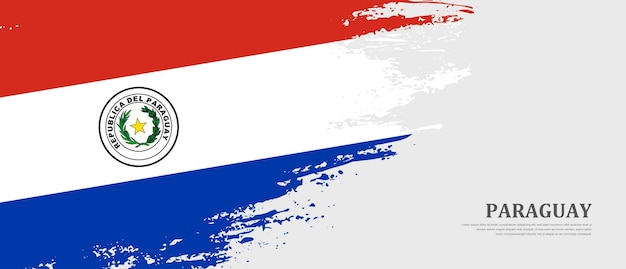 Bandera nacional de Paraguay con fondo de banner de bandera de pincel texturizado dibujado a mano
