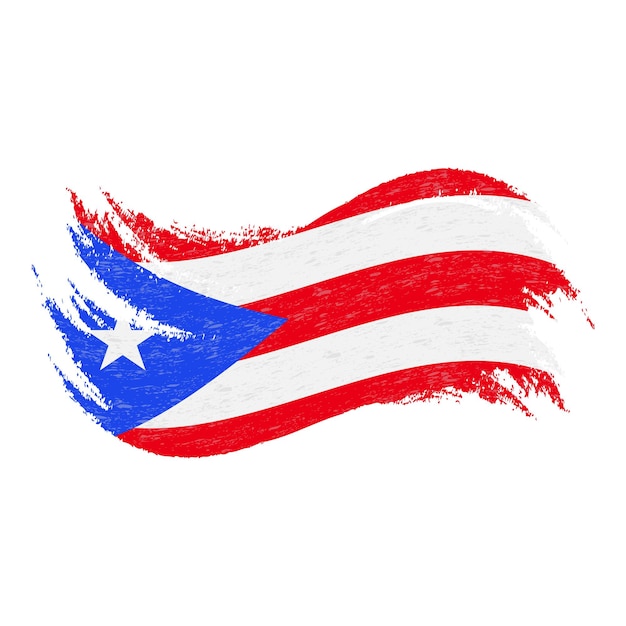 Bandera nacional de puerto rico diseñado usando trazos de pincel aislados en una ilustración de vector de fondo blanco