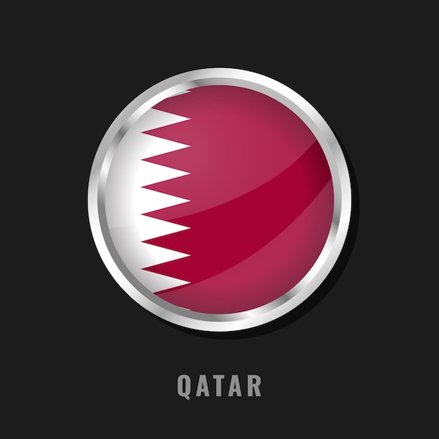 Bandera nacional de Qatar enmarcada en redondo Bandera circular brillante de Qatar