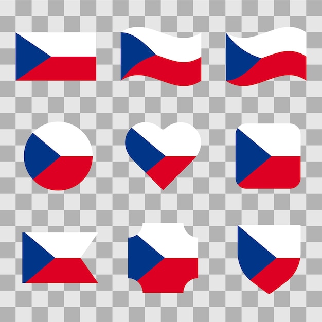 Bandera nacional de la República Checa Conjunto de diferentes iconos de bandera Vector transparente aislado