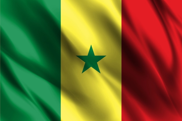 bandera nacional de senegal ondeando fondo de seda