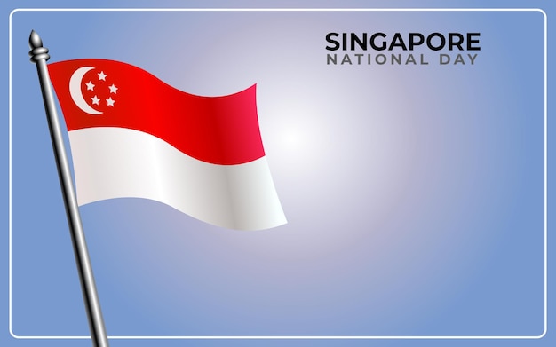 Bandera nacional de Singapur aislada sobre fondo de color degradado