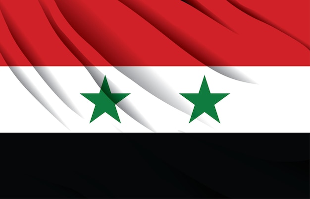 bandera nacional de siria ondeando ilustración vectorial realista