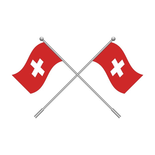 Bandera nacional suiza aislada en una ilustración vectorial blanca