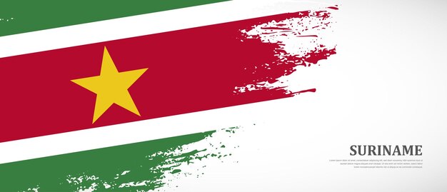 Bandera nacional de Surinam con fondo de banner de bandera de pincel texturizado dibujado a mano