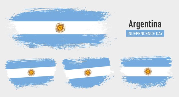 Bandera nacional texturizada de Argentina con efecto de pincel pintado