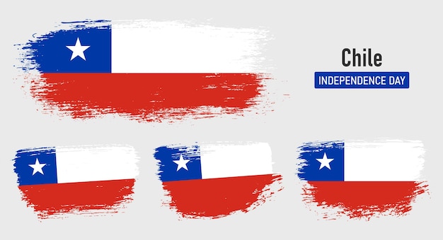 Bandera nacional texturizada de Chile con efecto de pincel pintado