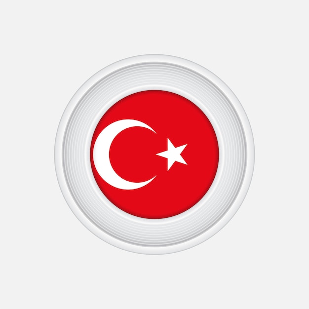 Bandera nacional de Turquía en forma de círculo con marco cromado