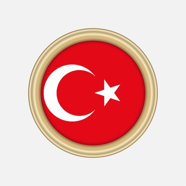 Bandera nacional de Turquía en forma de círculo con marco dorado