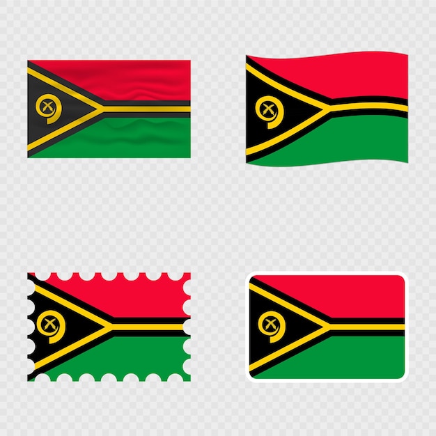 La bandera nacional de Vanuatu en cuatro estilos diferentes