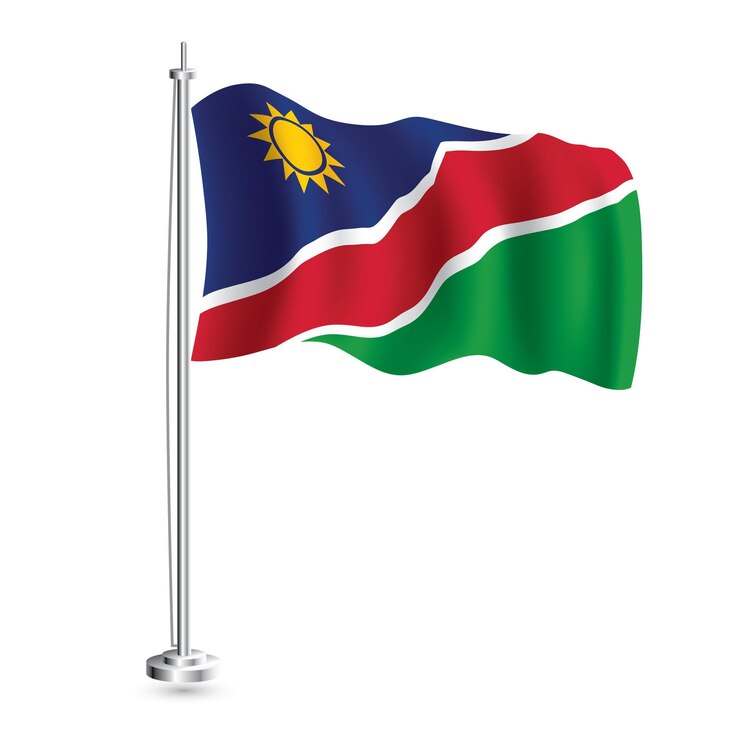 Vector bandera de namibia bandera de onda realista aislada de país de namibia en asta de bandera