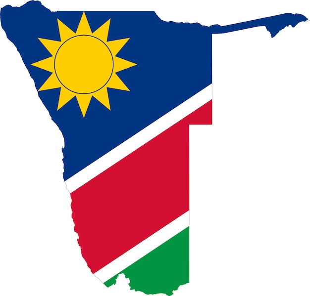 Bandera de Namibia y contorno del mapa