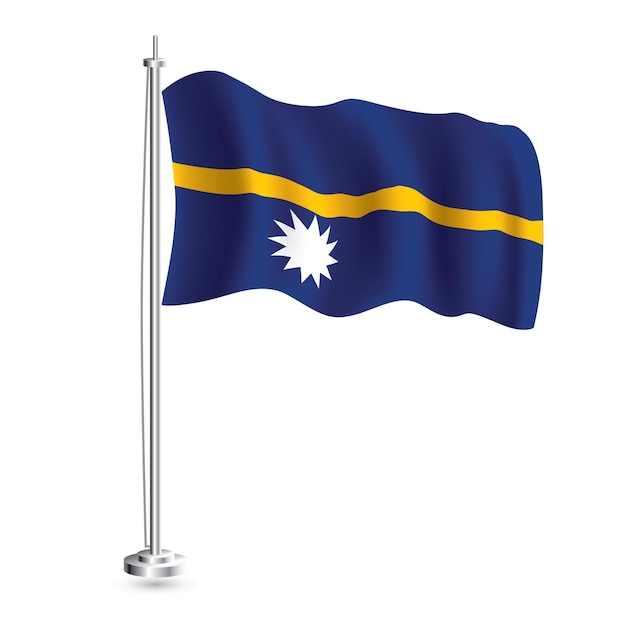 Bandera de Nauru Bandera de onda realista aislada del país de Nauru en asta de bandera