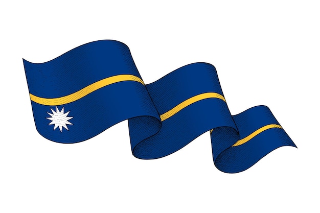 Bandera de Nauru con forma de cinta ondulada y textura grabada