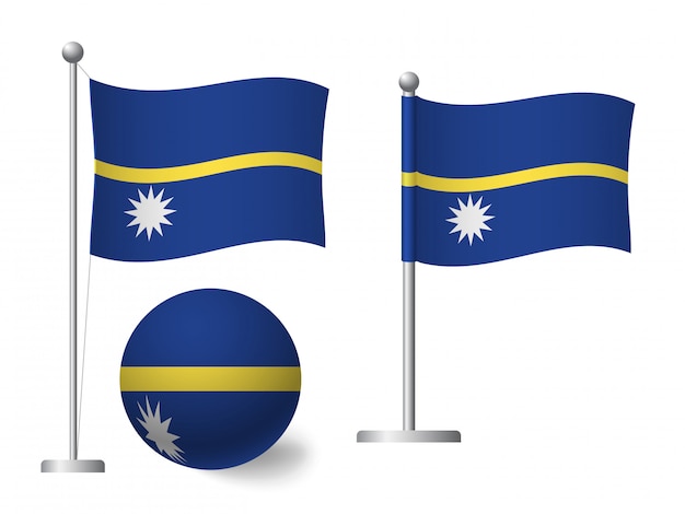 Bandera de Nauru en icono de poste y bola