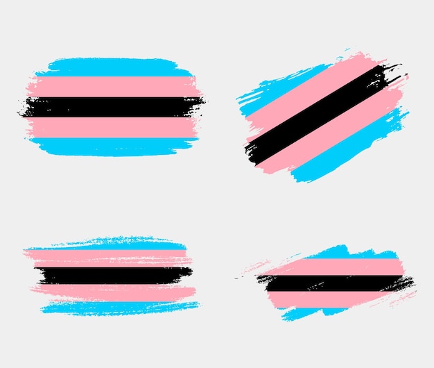 Bandera negra trans pintada con pincel sobre un fondo blanco concepto de derechos LGBT