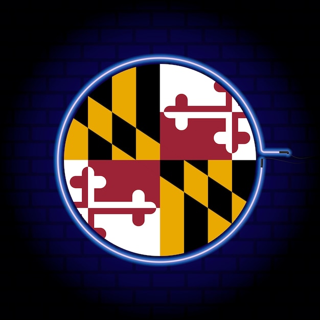 Bandera de neón del estado de Maryland ilustración vectorial