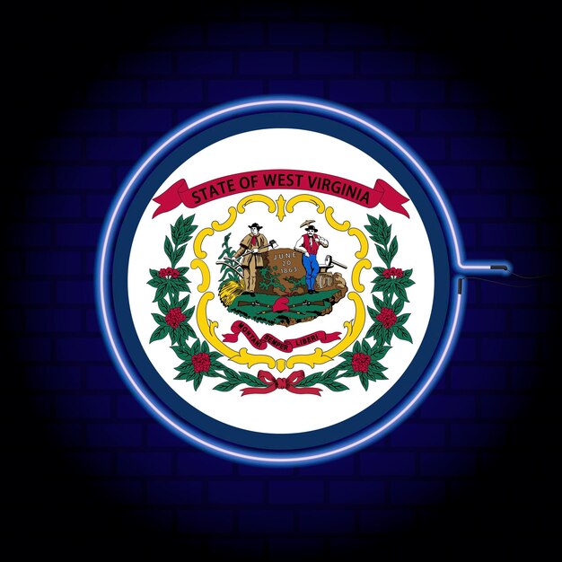 Bandera de neón del estado de Virginia Occidental ilustración vectorial