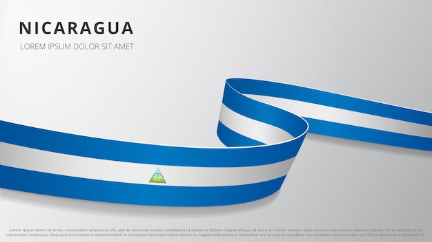 Bandera de Nicaragua. Cinta ondulada realista con colores de la bandera de Nicaragua. Plantilla de diseño gráfico y web. Símbolo nacional. Cartel del día de la independencia. Fondo abstracto. Ilustración vectorial.