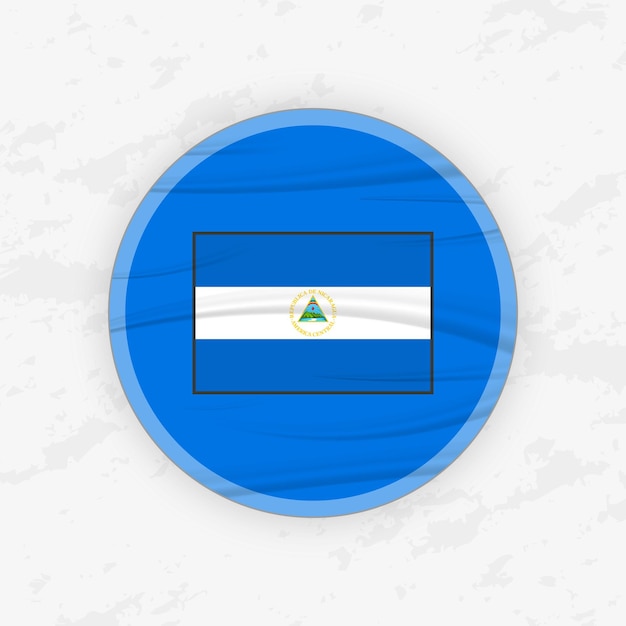 Bandera de Nicaragua en un emblema circular Diseño Abstracto Ilustración de pegatina redonda