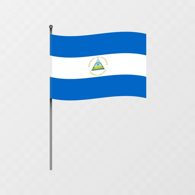 Vector bandera de nicaragua en el mástil ilustración vectorial