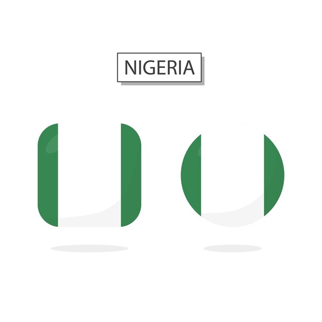 Vector bandera de nigeria 2 formas icono estilo de dibujos animados en 3d