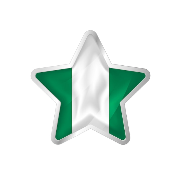 Bandera de Nigeria en estrella. Plantilla de estrella y bandera de botón. Fácil edición y vector en grupos.